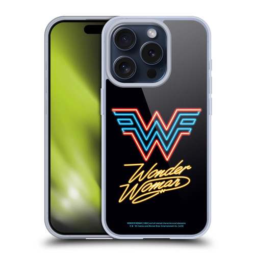Wonder Woman 1984 Logo Art Neon Soft Gel Case for Apple iPhone 15 Pro