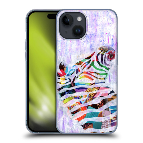 Artpoptart Animals Purple Zebra Soft Gel Case for Apple iPhone 15