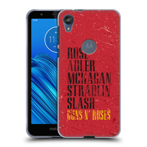 Guns N' Roses Vintage Names Soft Gel Case for Motorola Moto E6