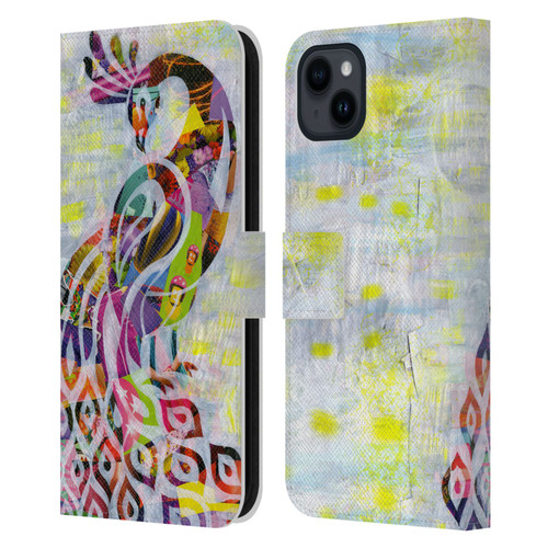 Artpoptart Animals Peacock Leather Book Wallet Case Cover For Apple iPhone 15 Plus