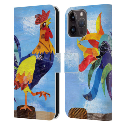 Artpoptart Animals Colorful Rooster Leather Book Wallet Case Cover For Apple iPhone 15 Pro Max