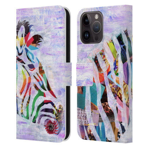 Artpoptart Animals Purple Zebra Leather Book Wallet Case Cover For Apple iPhone 15 Pro Max