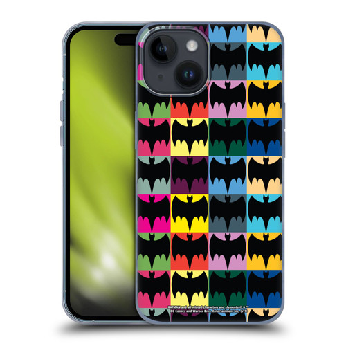 Batman TV Series Logos Patterns Soft Gel Case for Apple iPhone 15