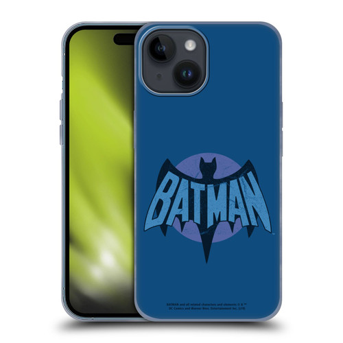 Batman TV Series Logos Distressed Look Soft Gel Case for Apple iPhone 15