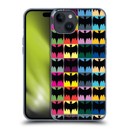 Batman TV Series Logos Patterns Soft Gel Case for Apple iPhone 15 Plus
