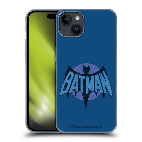 Batman TV Series Logos Distressed Look Soft Gel Case for Apple iPhone 15 Plus