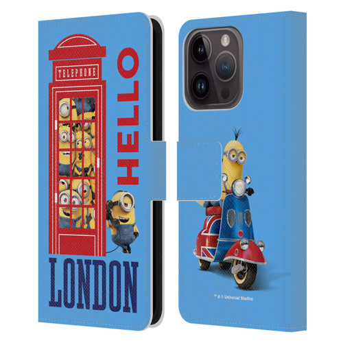 Minions Minion British Invasion Telephone Booth Leather Book Wallet Case Cover For Apple iPhone 15 Pro