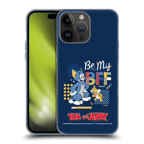 Tom and Jerry Color Blocks Be My Bff Soft Gel Case for Apple iPhone 15 Pro Max