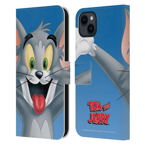 Tom and Jerry Full Face Tom Leather Book Wallet Case Cover For Apple iPhone 15 Plus