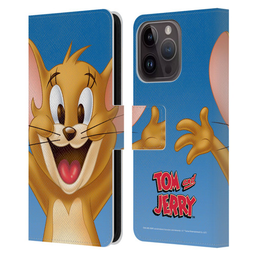 Tom and Jerry Full Face Jerry Leather Book Wallet Case Cover For Apple iPhone 15 Pro