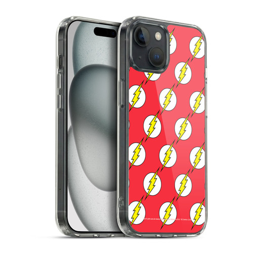 The Flash DC Comics Logo Pattern Soft Gel Case for Apple iPhone 15 Plus & MagSafe