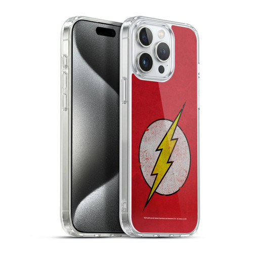 The Flash DC Comics Logo Distressed Look Soft Gel Case for Apple iPhone 15 Pro Max & MagSafe