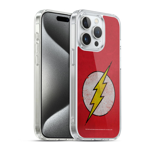 The Flash DC Comics Logo Distressed Look Soft Gel Case for Apple iPhone 15 Pro & MagSafe