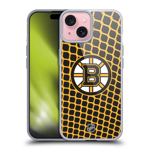 NHL Boston Bruins Net Pattern Soft Gel Case for Apple iPhone 15 & MagSafe