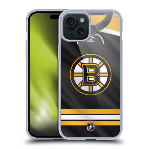NHL Boston Bruins Jersey Soft Gel Case for Apple iPhone 15 Plus