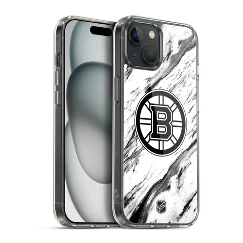 NHL Boston Bruins Marble Soft Gel Case for Apple iPhone 15 Plus & MagSafe