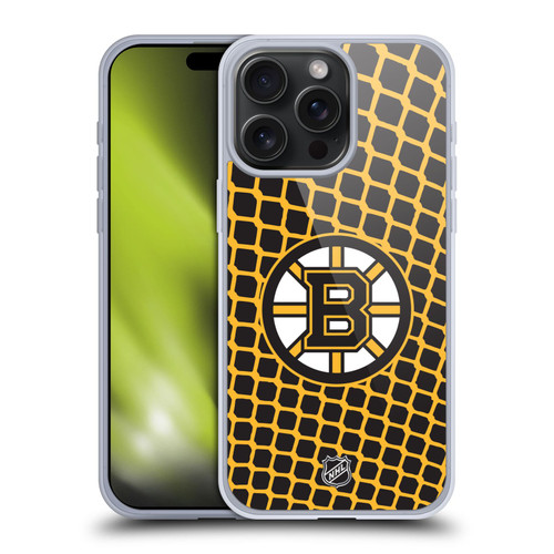 NHL Boston Bruins Net Pattern Soft Gel Case for Apple iPhone 15 Pro Max & MagSafe