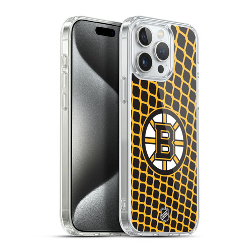 NHL Boston Bruins Net Pattern Soft Gel Case for Apple iPhone 15 Pro Max & MagSafe