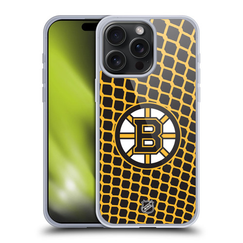 NHL Boston Bruins Net Pattern Soft Gel Case for Apple iPhone 15 Pro Max