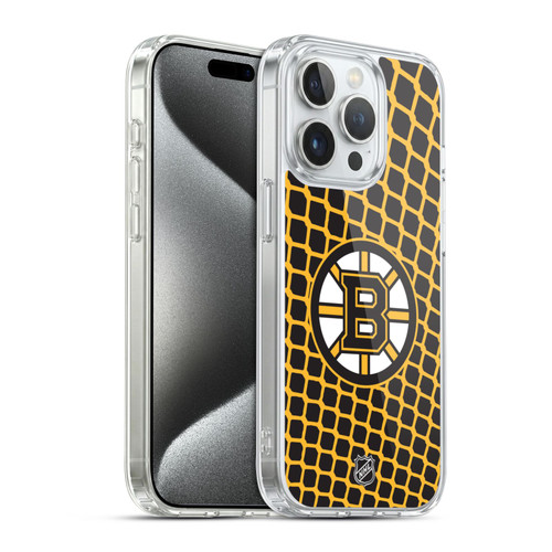 NHL Boston Bruins Net Pattern Soft Gel Case for Apple iPhone 15 Pro & MagSafe