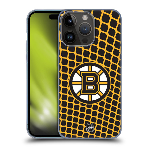NHL Boston Bruins Net Pattern Soft Gel Case for Apple iPhone 15 Pro