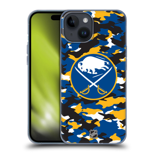 NHL Buffalo Sabres Camouflage Soft Gel Case for Apple iPhone 15