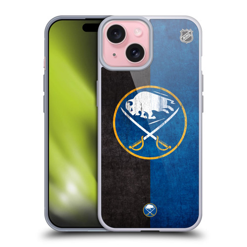 NHL Buffalo Sabres Half Distressed Soft Gel Case for Apple iPhone 15