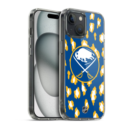 NHL Buffalo Sabres Leopard Pattern Soft Gel Case for Apple iPhone 15