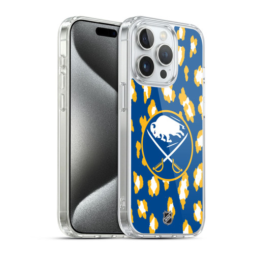 NHL Buffalo Sabres Leopard Pattern Soft Gel Case for Apple iPhone 15 Pro