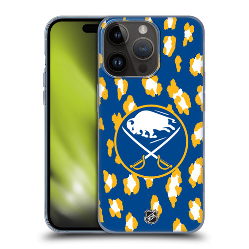 NHL Buffalo Sabres Leopard Patten Soft Gel Case for Apple iPhone 15 Pro