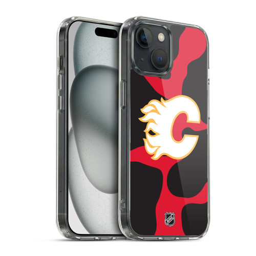 NHL Calgary Flames Cow Pattern Soft Gel Case for Apple iPhone 15 & MagSafe