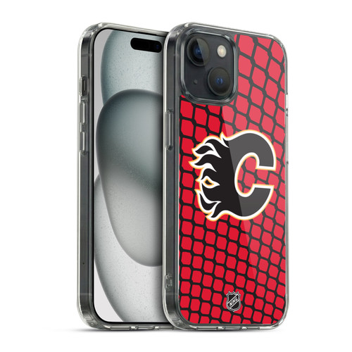 NHL Calgary Flames Net Pattern Soft Gel Case for Apple iPhone 15 & MagSafe