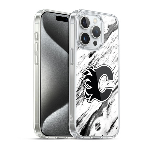 NHL Calgary Flames Marble Soft Gel Case for Apple iPhone 15 Pro & MagSafe