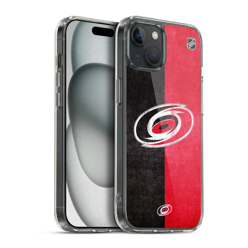 NHL Carolina Hurricanes Half Distressed Soft Gel Case for Apple iPhone 15 Plus