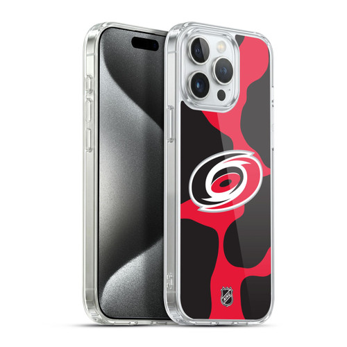 NHL Carolina Hurricanes Cow Pattern Soft Gel Case for Apple iPhone 15 Pro Max