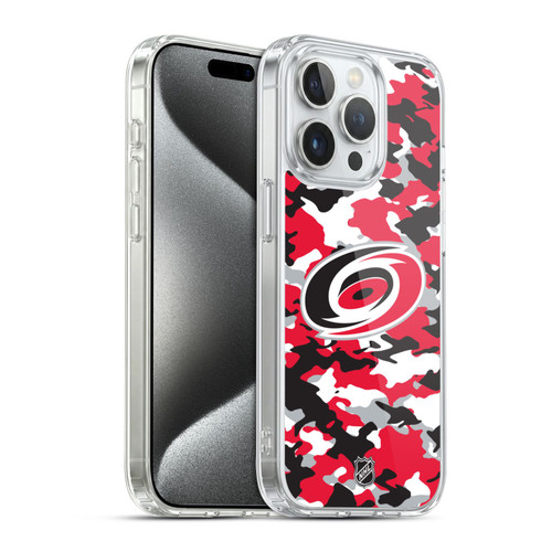 NHL Carolina Hurricanes Camouflage Soft Gel Case for Apple iPhone 15 Pro
