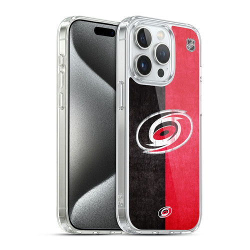 NHL Carolina Hurricanes Half Distressed Soft Gel Case for Apple iPhone 15 Pro