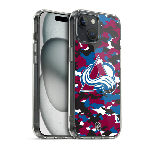 NHL Colorado Avalanche Camouflage Soft Gel Case for Apple iPhone 15 & MagSafe