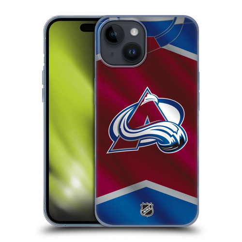 NHL Colorado Avalanche Jersey Soft Gel Case for Apple iPhone 15