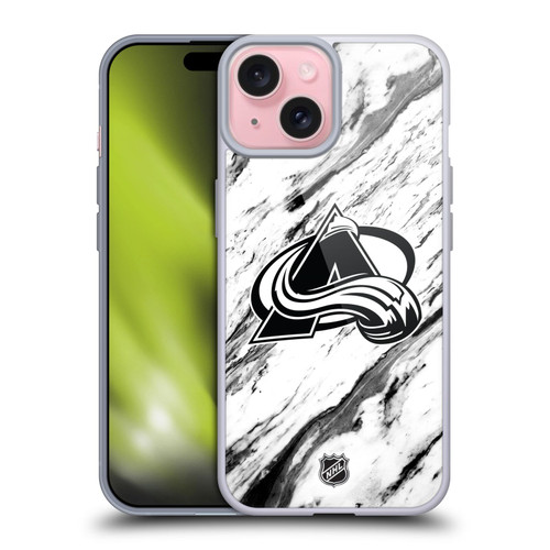 NHL Colorado Avalanche Marble Soft Gel Case for Apple iPhone 15