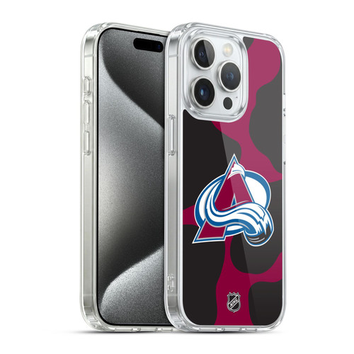 NHL Colorado Avalanche Cow Pattern Soft Gel Case for Apple iPhone 15 Pro & MagSafe