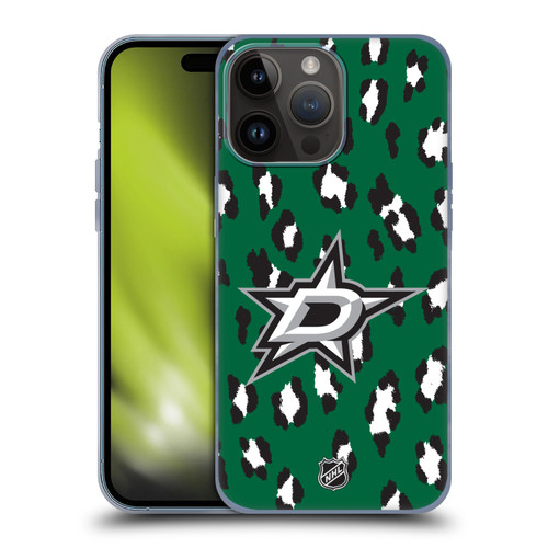 NHL Dallas Stars Leopard Patten Soft Gel Case for Apple iPhone 15 Pro Max