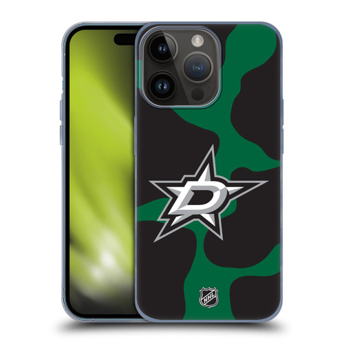 NHL Dallas Stars Cow Pattern Soft Gel Case for Apple iPhone 15 Pro