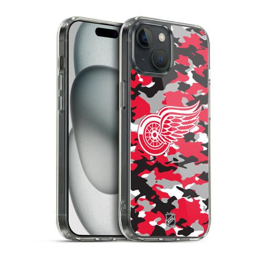 NHL Detroit Red Wings Camouflage Soft Gel Case for Apple iPhone 15 & MagSafe