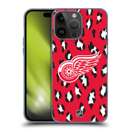 NHL Detroit Red Wings Leopard Patten Soft Gel Case for Apple iPhone 15 Pro Max