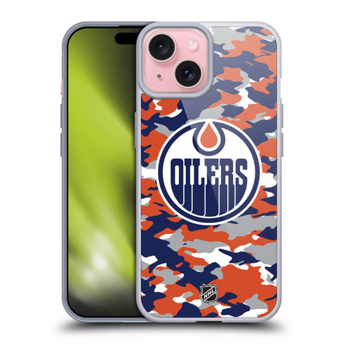 NHL Edmonton Oilers Camouflage Soft Gel Case for Apple iPhone 15