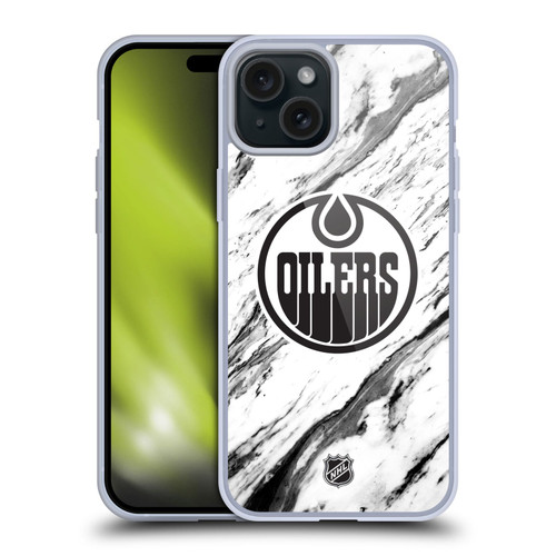 NHL Edmonton Oilers Marble Soft Gel Case for Apple iPhone 15 Plus