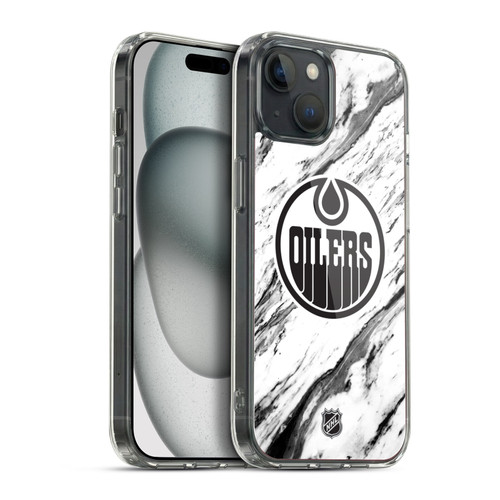 NHL Edmonton Oilers Marble Soft Gel Case for Apple iPhone 15 Plus & MagSafe