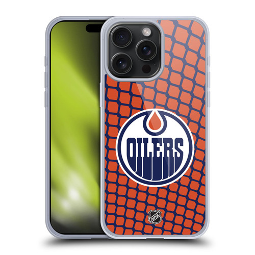 NHL Edmonton Oilers Net Pattern Soft Gel Case for Apple iPhone 15 Pro Max