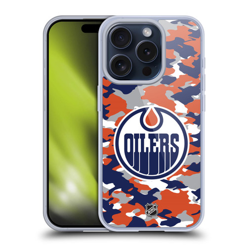 NHL Edmonton Oilers Camouflage Soft Gel Case for Apple iPhone 15 Pro